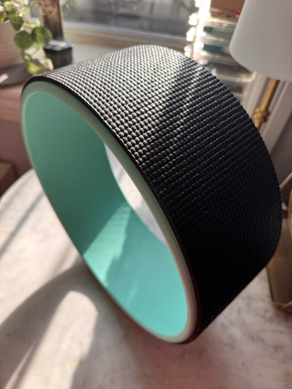Black Dharma Yoga Wheel with Aqua Interior